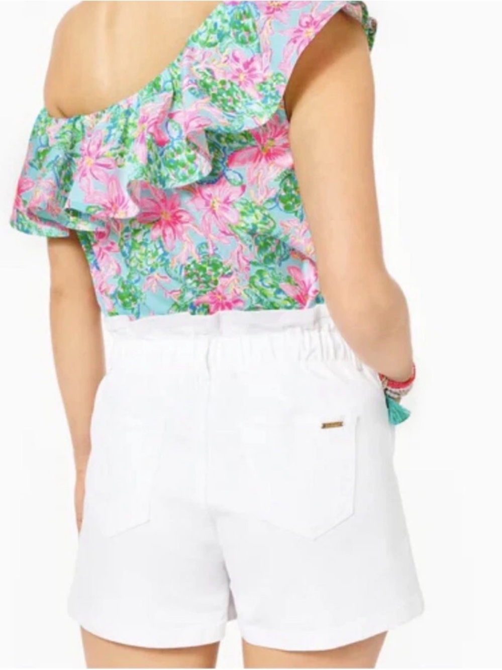 Lilly Pulitzer Neva White High-Waist Ruffled Button-Front Shorts NWT - Picture 3 of 7